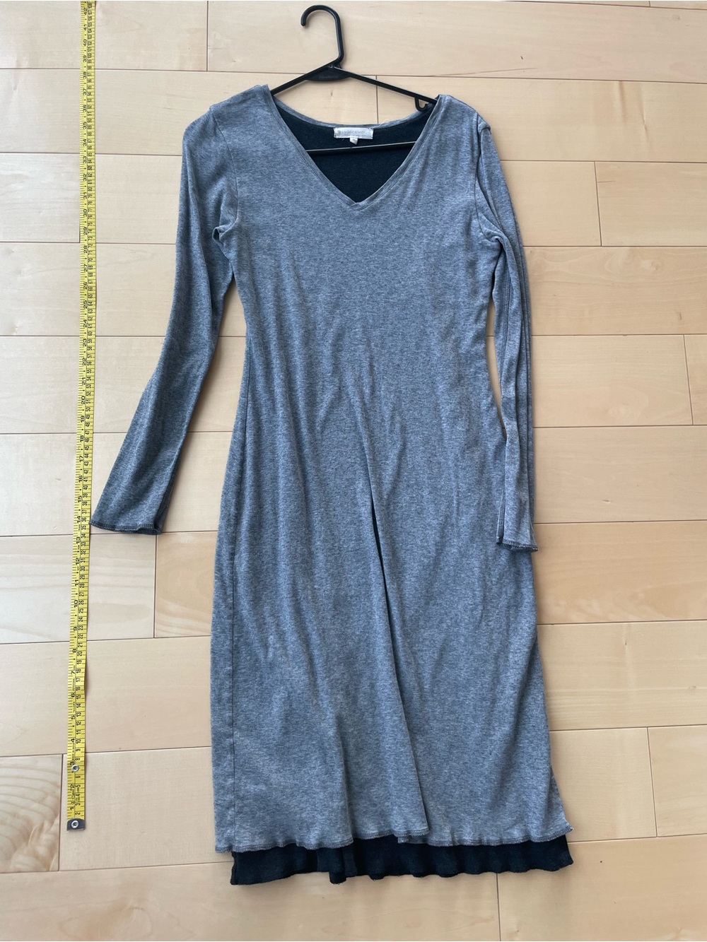 Indigenous organic cotton lined dress Women’s Long Sleeve V-Neck Gray Dress soft